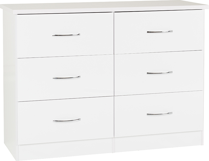 Nevada 6 Drawer Chest In White Gloss